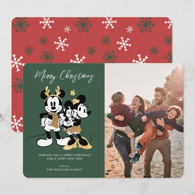 Mickey & Minnie | Merry Christmas Family Photo Invitation (Front/Back)