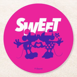 Mickey & Minnie Mouse  Sweet! Valentine's Day Round Paper Coaster