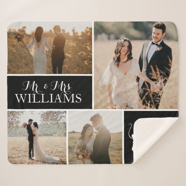 Mickey &  Minnie Mr. & Mrs. Wedding Photo Collage Sherpa Blanket (Front (Horizontal))