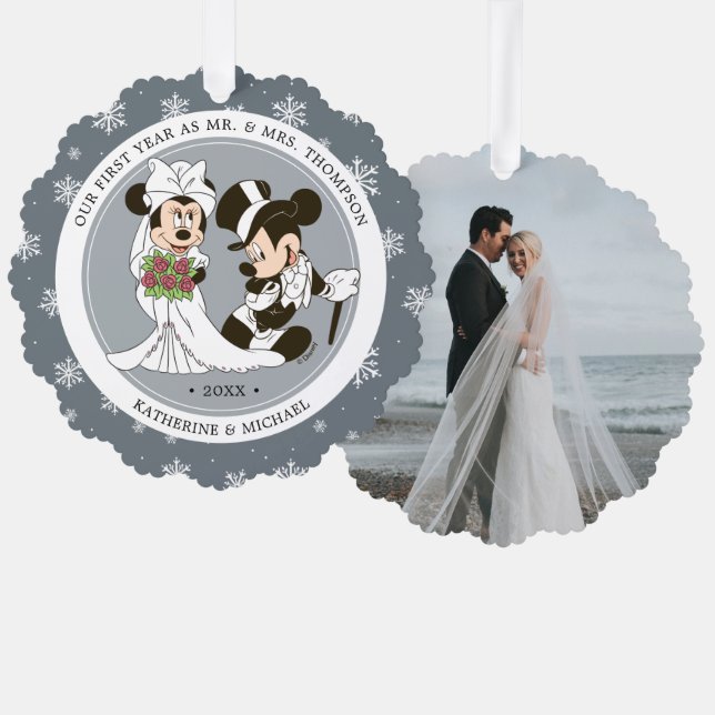 Mickey & Minnie | Our First Year As Mr. & Mrs. Ornament Card (Front/Back)