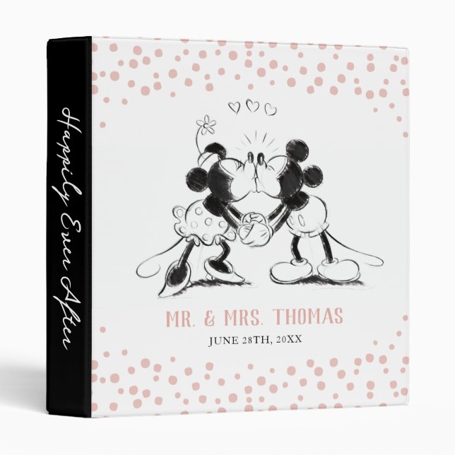 Mickey & Minnie | Pink Confetti Wedding Binder (Front/Spine)