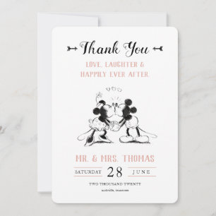 Mickey & Minnie   Pink Confetti Wedding Thank You Card
