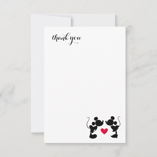 Mickey & Minnie Silhouette Bridal Shower Thank You Card (Front)