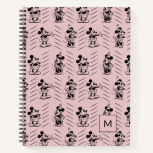 Mickey & Minnie   Sketch Pattern - Monogram Notebook