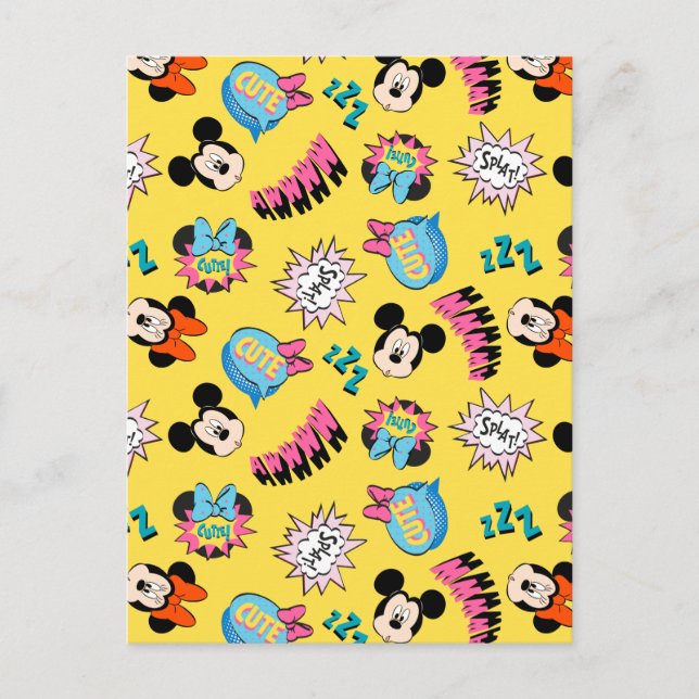 Mickey & Minnie | Super Hero Pop Pattern Postcard (Front)