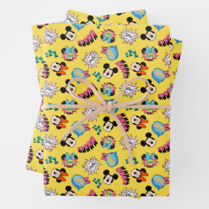 Mickey & Minnie   Super Hero Pop Pattern Wrapping Paper Sheet