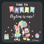 Mickey & Minnie | Time to Party Square Sticker<br><div class="desc">Celebrate your Mickey and Minnie themed Birthday Party with these customizable party stickers.  Personalize by adding your name and age.</div>