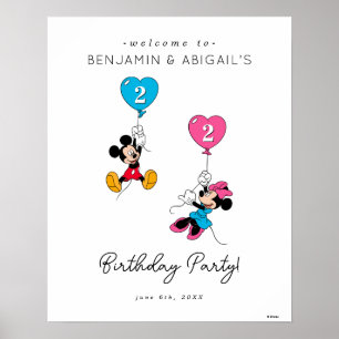 Mickey & Minnie Twins Affiche de bienvenue de fête