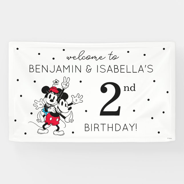 Mickey & Minnie | Twins Birthday Welcome Banner (Horizontal)