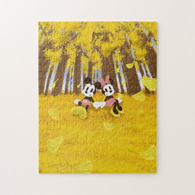 Mickey & Minnie Under Ginkgo Trees Jigsaw Puzzle (Vertical)