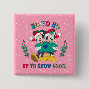 Mickey & Minnie   Up to Snow Good 2 Inch Square Button