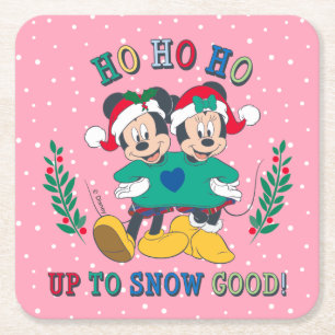Mickey & Minnie   Up to Snow Good Square Paper Coaster