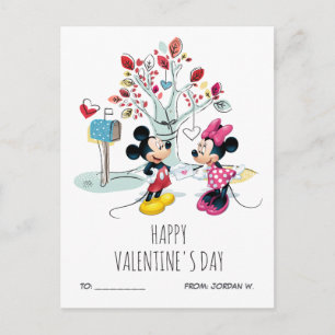 Mickey & Minnie   Valentine's Day Holiday Postcard