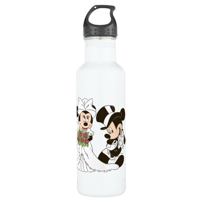 Mickey & Minnie Wedding | Getting Married 710 Ml Water Bottle (Front)