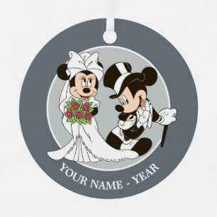 Mickey & Minnie Wedding   Getting Married Metal Ornament