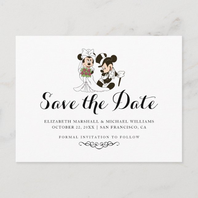 Mickey & Minnie Wedding | Married Save the Date Postcard (Front)