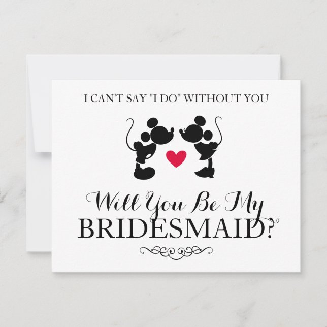 Mickey & Minnie Wedding | Silhouette Bridesmaid Invitation (Front)