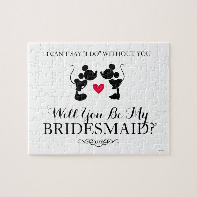 Mickey & Minnie Wedding | Silhouette Bridesmaid Jigsaw Puzzle (Horizontal)