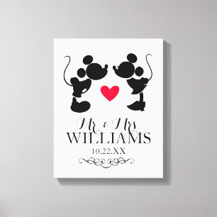 Mickey & Minnie Wedding Silhouette Canvas Print