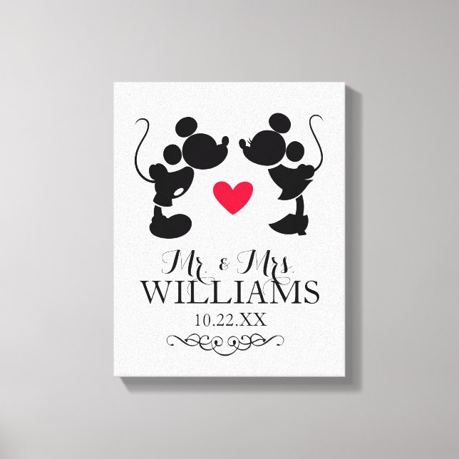Mickey & Minnie Wedding | Silhouette Canvas Print (Front)