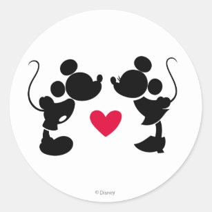 Mickey & Minnie Wedding   Silhouette Classic Round Sticker