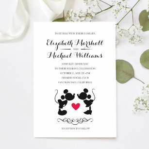 Mickey & Minnie Wedding   Silhouette Invitation