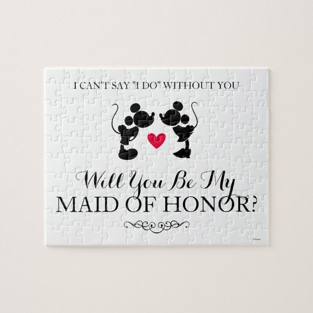 Mickey & Minnie Wedding | Silhouette Maid of Honou Jigsaw Puzzle (Horizontal)