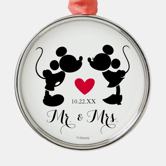 Mickey & Minnie Wedding | Silhouette Metal Ornament (Front)