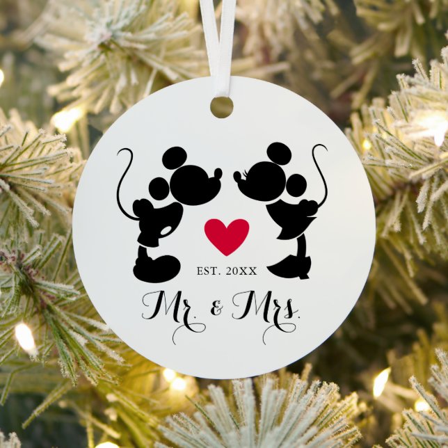 Mickey & Minnie Wedding | Silhouette Metal Ornament (Insitu)