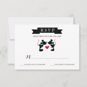 Mickey & Minnie Wedding   Silhouette RSVP Card