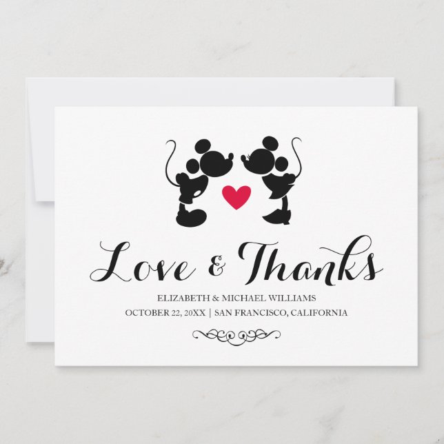 Mickey & Minnie Wedding Silhouette Thank You (Front)