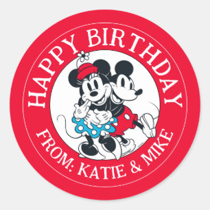 Mickey & Minnie   Winning Couple   Happy Birthday Classic Round Sticker
