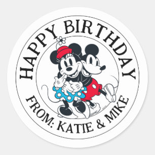 Mickey & Minnie   Winning Couple   Happy Birthday Classic Round Sticker