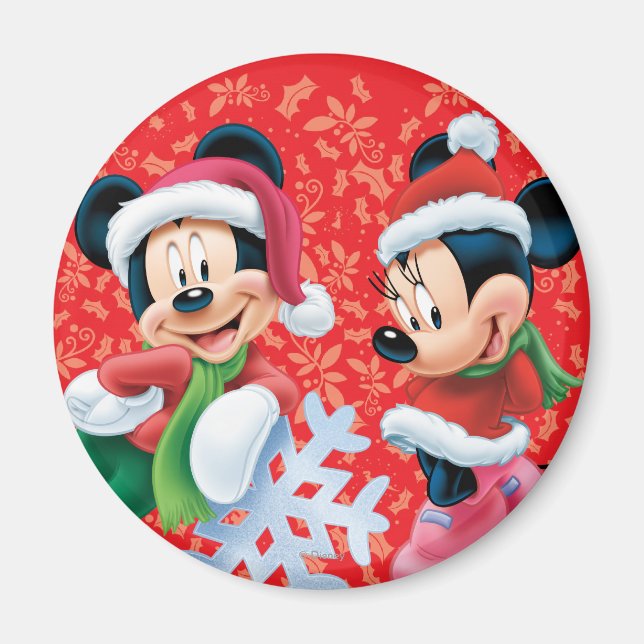 Mickey & Minnie With Snowflake Magnet (Front)