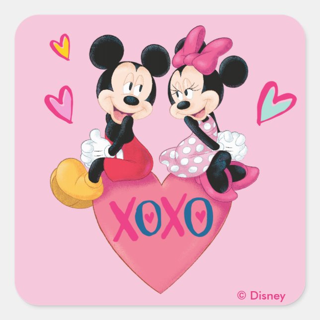 Mickey & Minnie | XOXO Valentine Square Sticker (Front)