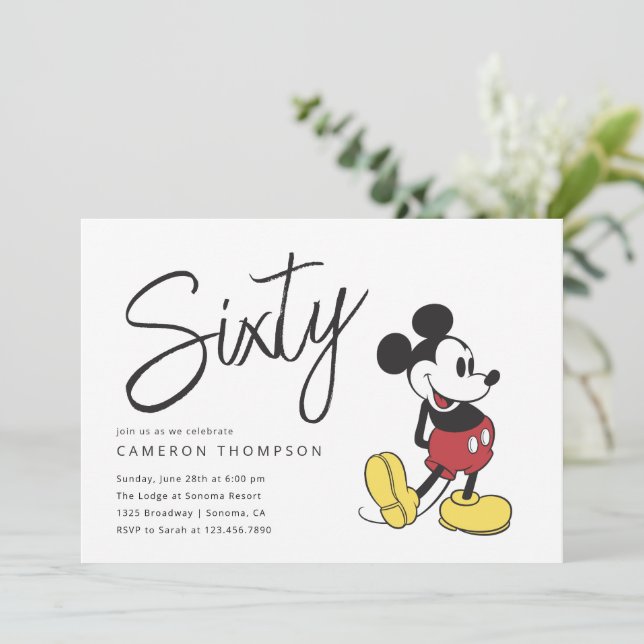 Mickey Mouse 60th Birthday  Invitation (Standing Front)