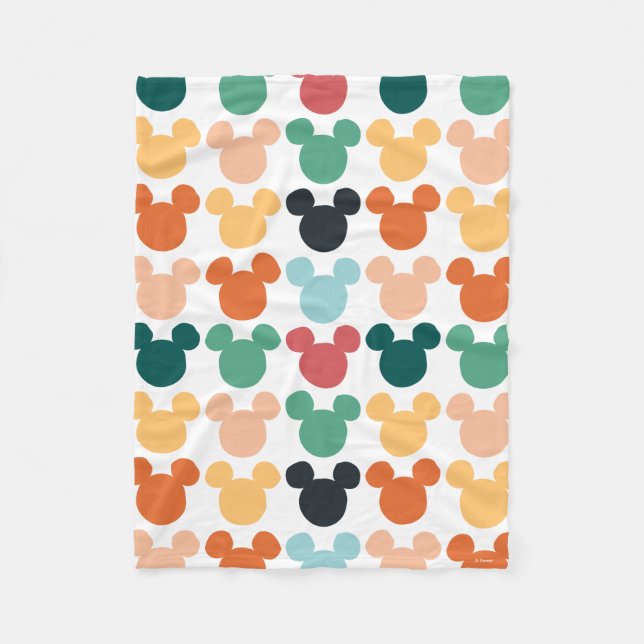Mickey Mouse | A Colourful Repeating Logo Fleece Blanket (Front)