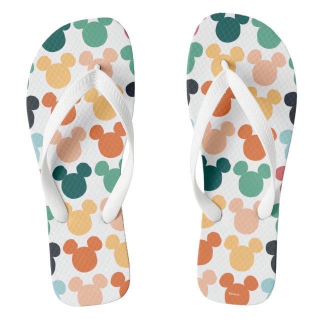 Mickey Mouse | A Colourful Repeating Logo Flip Flops (Footbed)