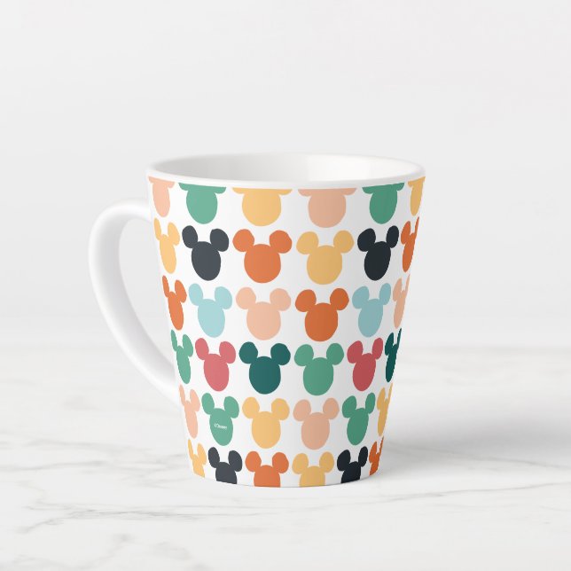Mickey Mouse | A Colourful Repeating Logo Latte Mug (Left Angle)