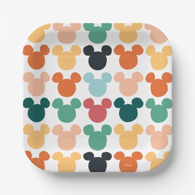 Mickey Mouse | A Colourful Repeating Logo Paper Plate (Front)