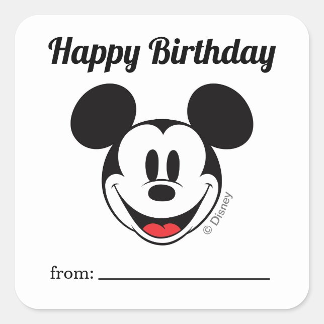 Mickey Mouse | A Gift From - Birthday Square Sticker (Front)