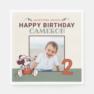 Mickey Mouse Adventure Awaits Camp Photo Birthday Napkin