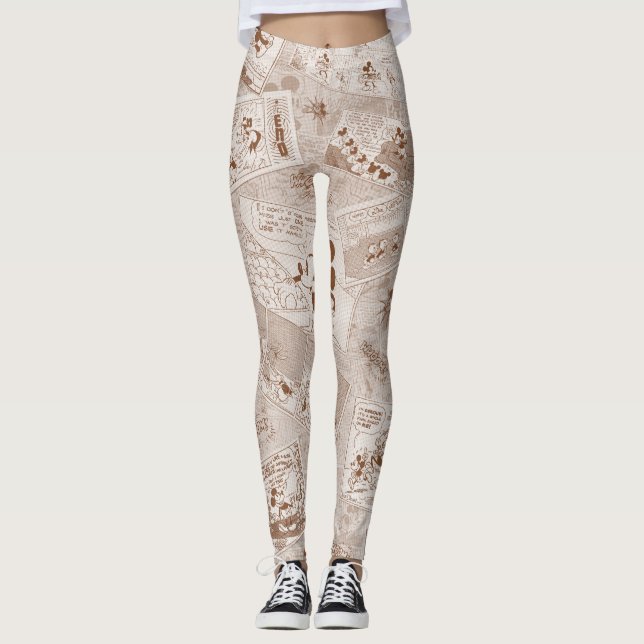 Mickey Mouse | Antique Mickey Comic Pattern Leggings (Front)