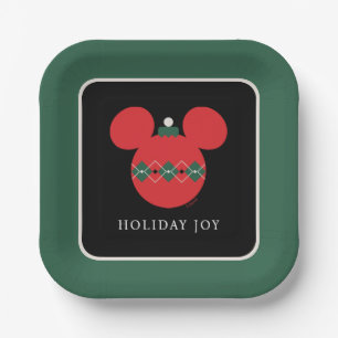 Mickey Mouse Argyle Christmas Ornament Paper Plate