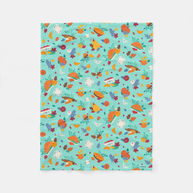 Mickey Mouse Autumn Feast Pattern Fleece Blanket (Front)