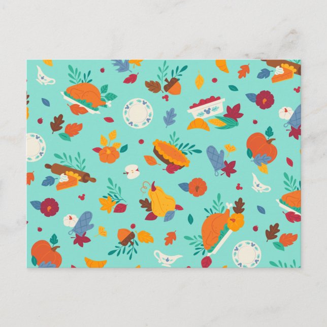 Mickey Mouse Autumn Feast Pattern Postcard (Front)