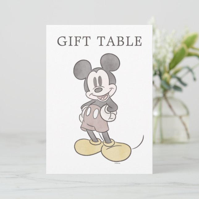 Mickey Mouse Baby Shower Gift Table Sign Invitation (Standing Front)