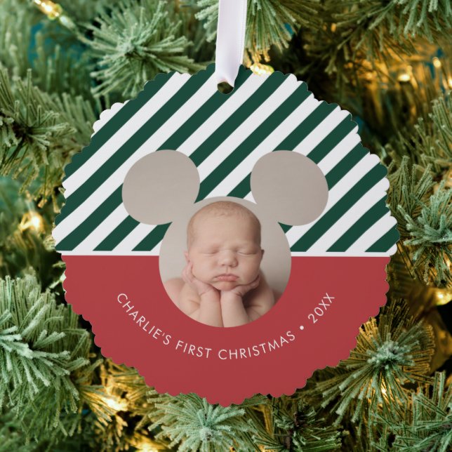 Mickey Mouse | Baby's First Christmas - Photo Ornament Card (Insitu (Tree))