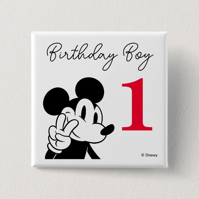 Mickey Mouse Birthday Boy 2 Inch Square Button (Front)