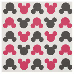 Mickey Mouse   Black and Red Pattern Fabric